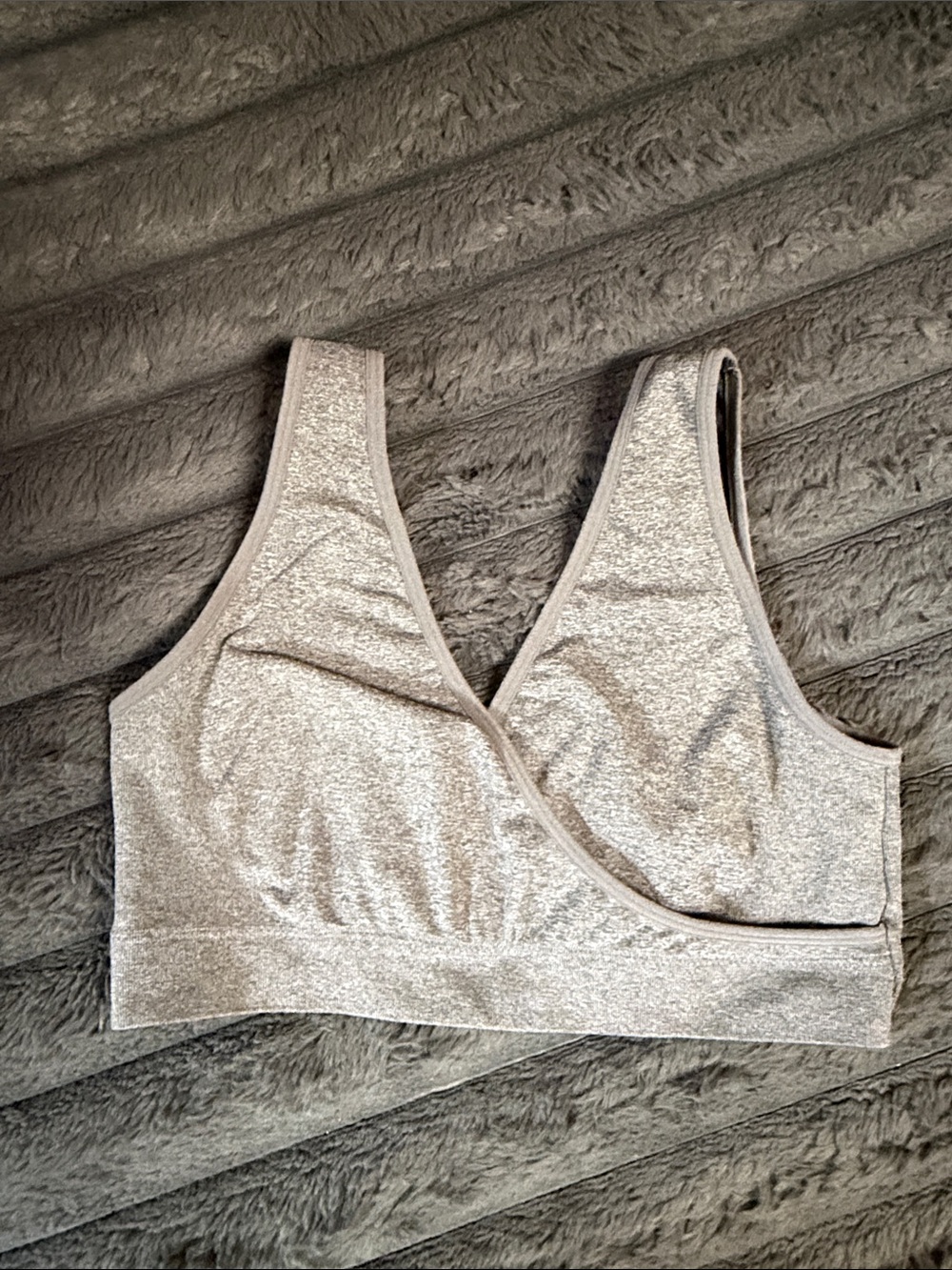Auden Metallic Silver Crossover Sports Bralette